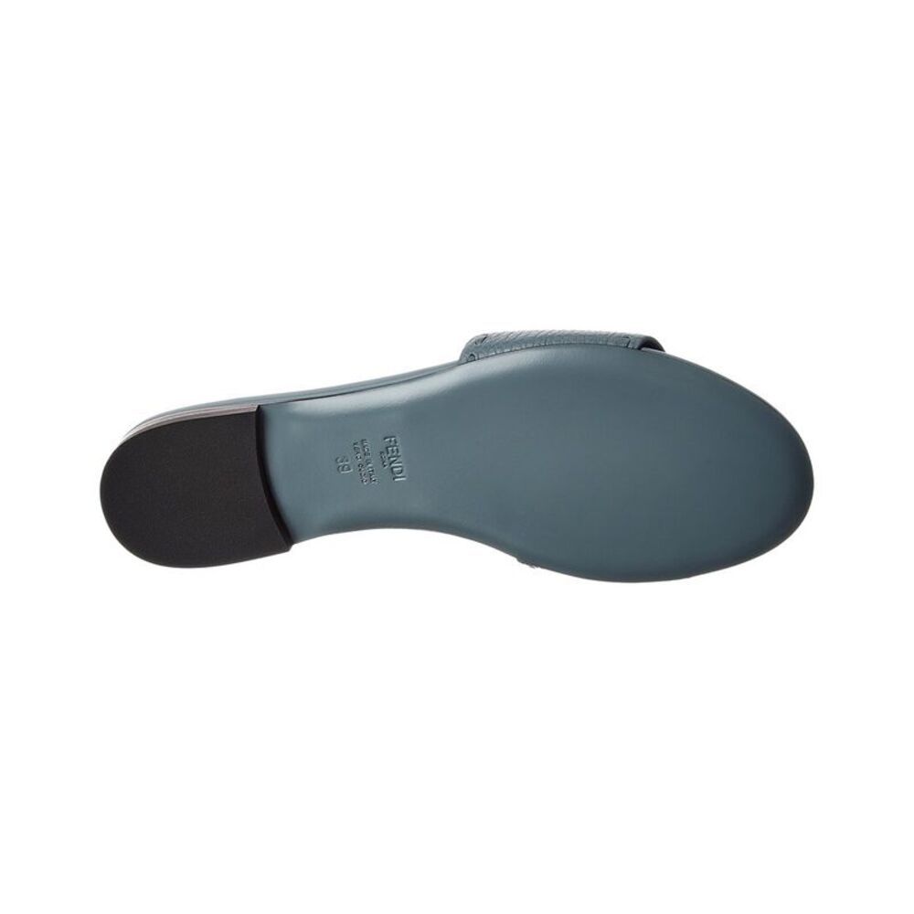 Fendi Ff Baguette Leather Sandal, Blue - Picture 4 of 5